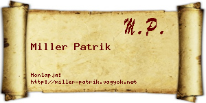 Miller Patrik névjegykártya